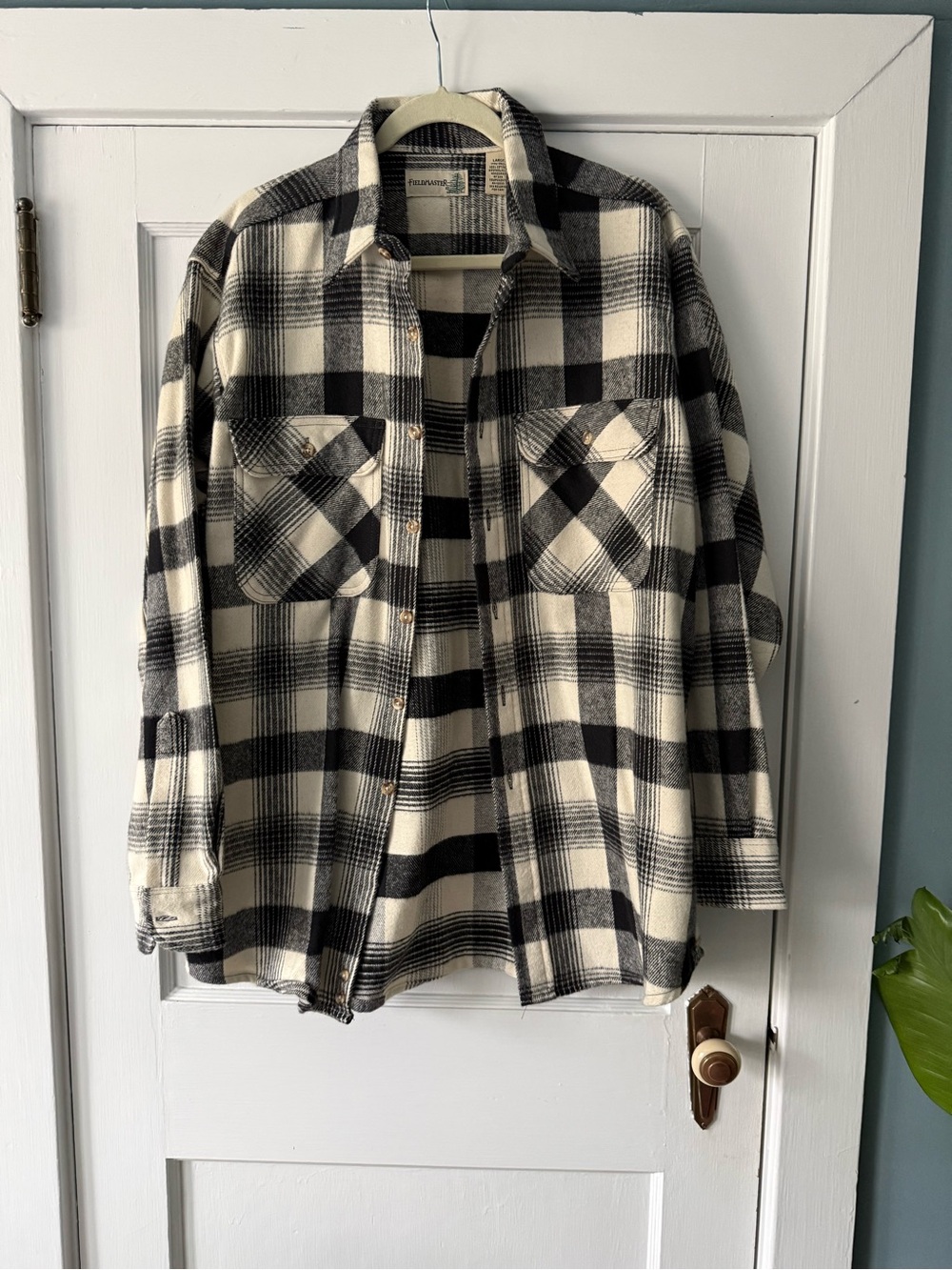Men's Black & White Plaid Shacket Jacket